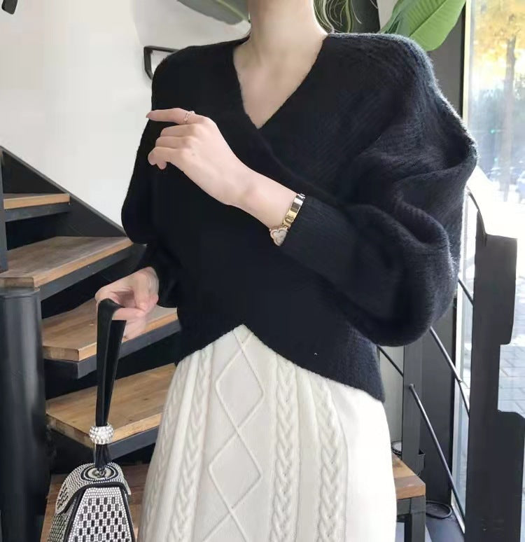 DIANA | Knit jumper with cross-over neckline