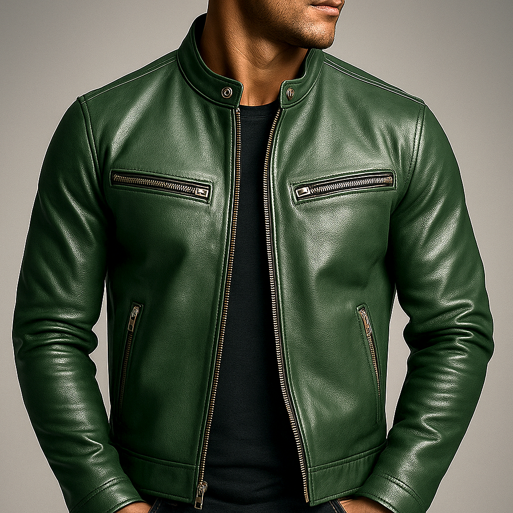 BLAKE | Leather jacket with vintage design