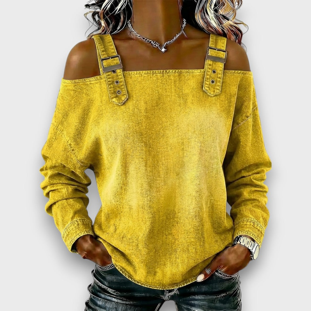 ELAMA | Off-shoulder top with denim look