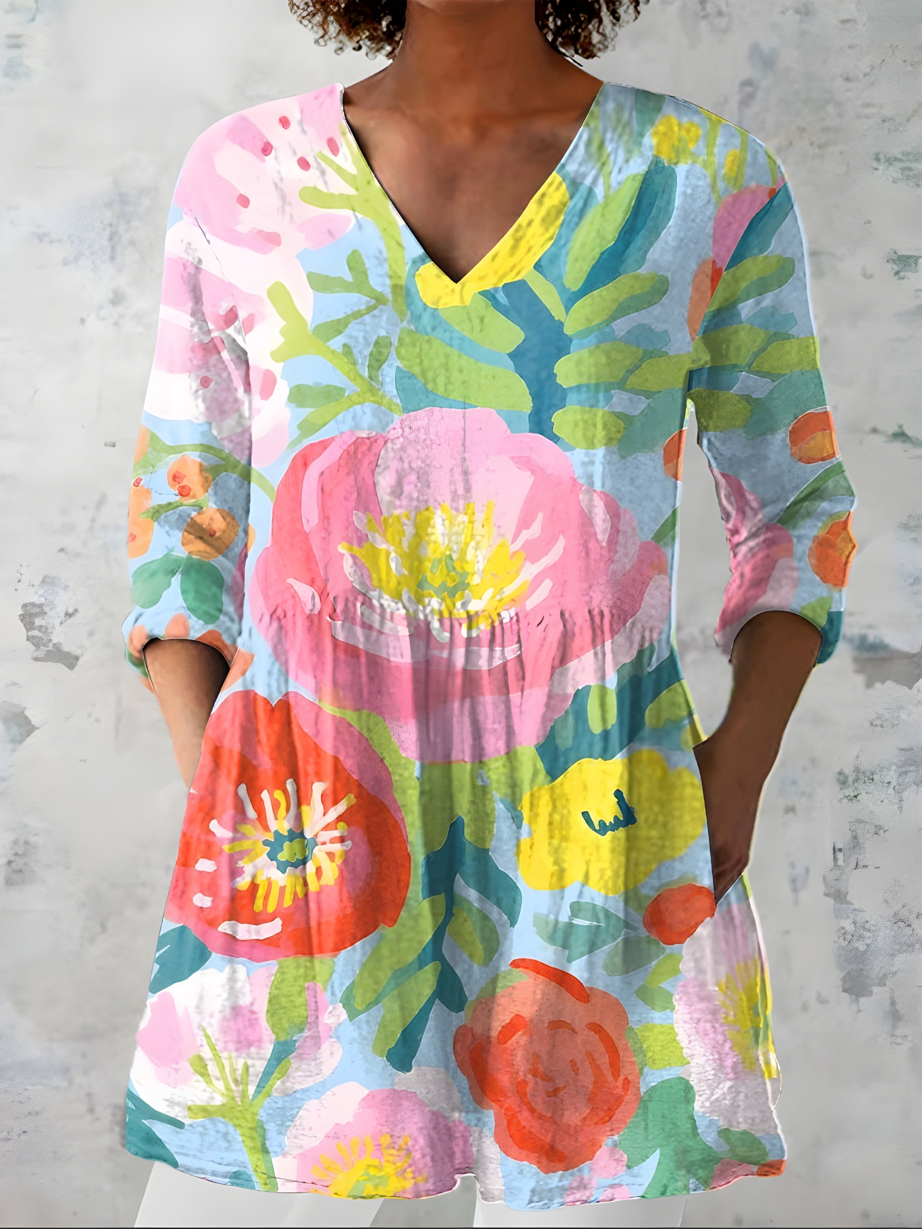 VALERIE | Long blouse with V-neck
