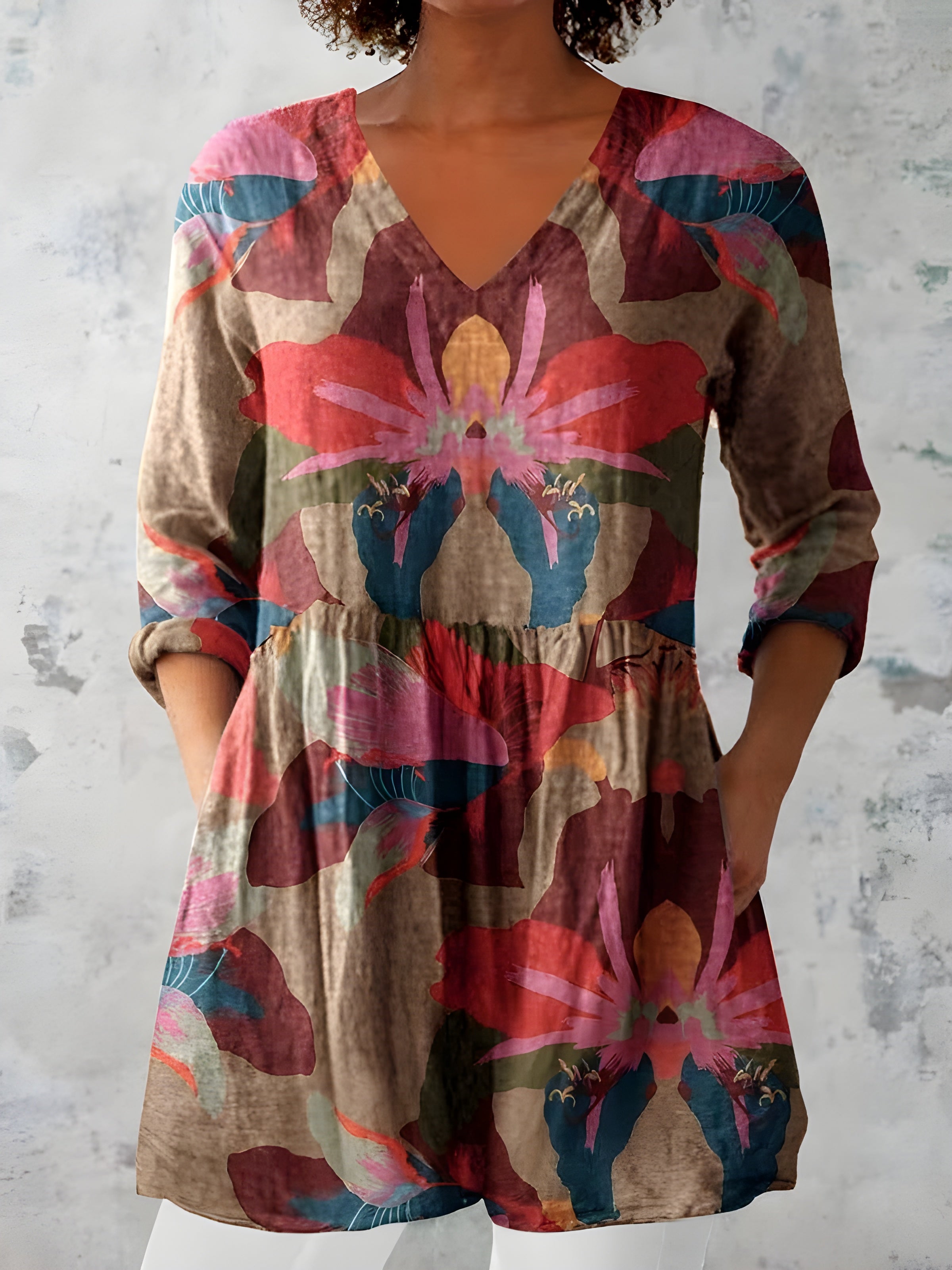 CASSIDY | Long blouse with V-neck