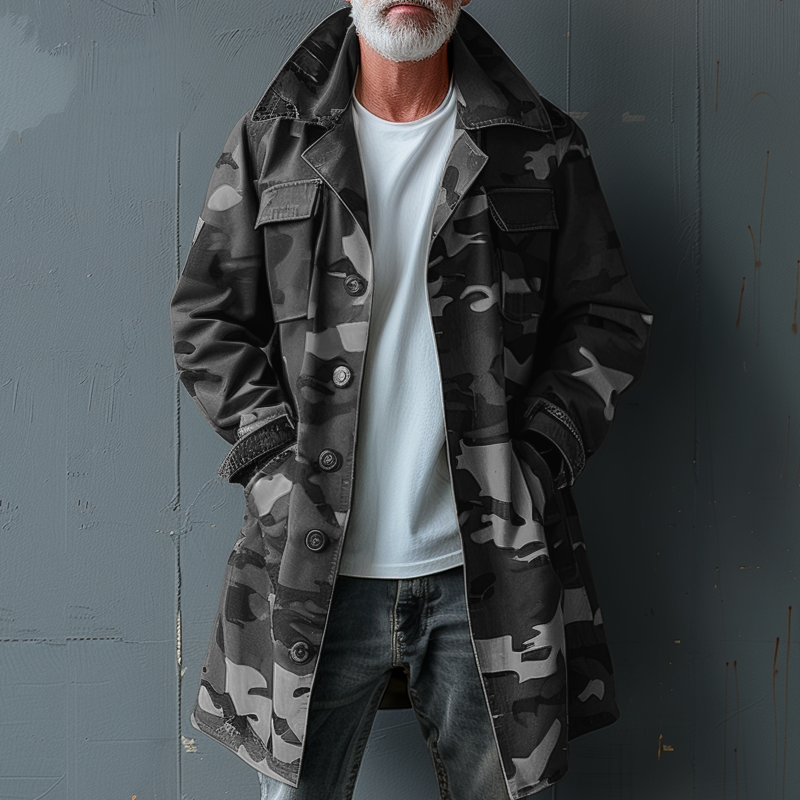 RONAN | Trench coat with camouflage print