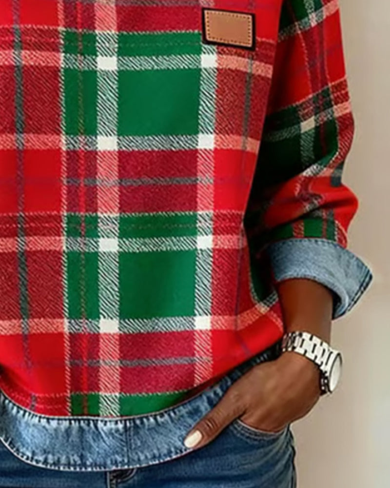 LALUNA | Checked jumper with denim details