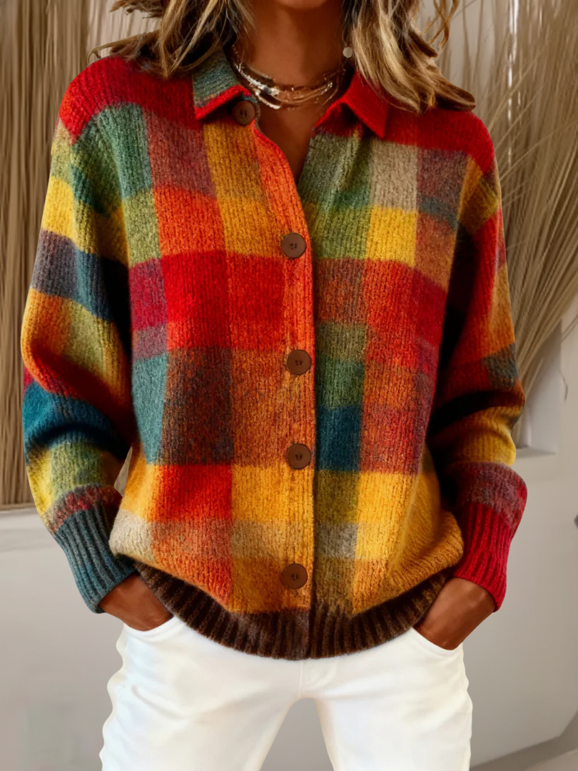 ESTHER | Cardigan with retro plaid pattern