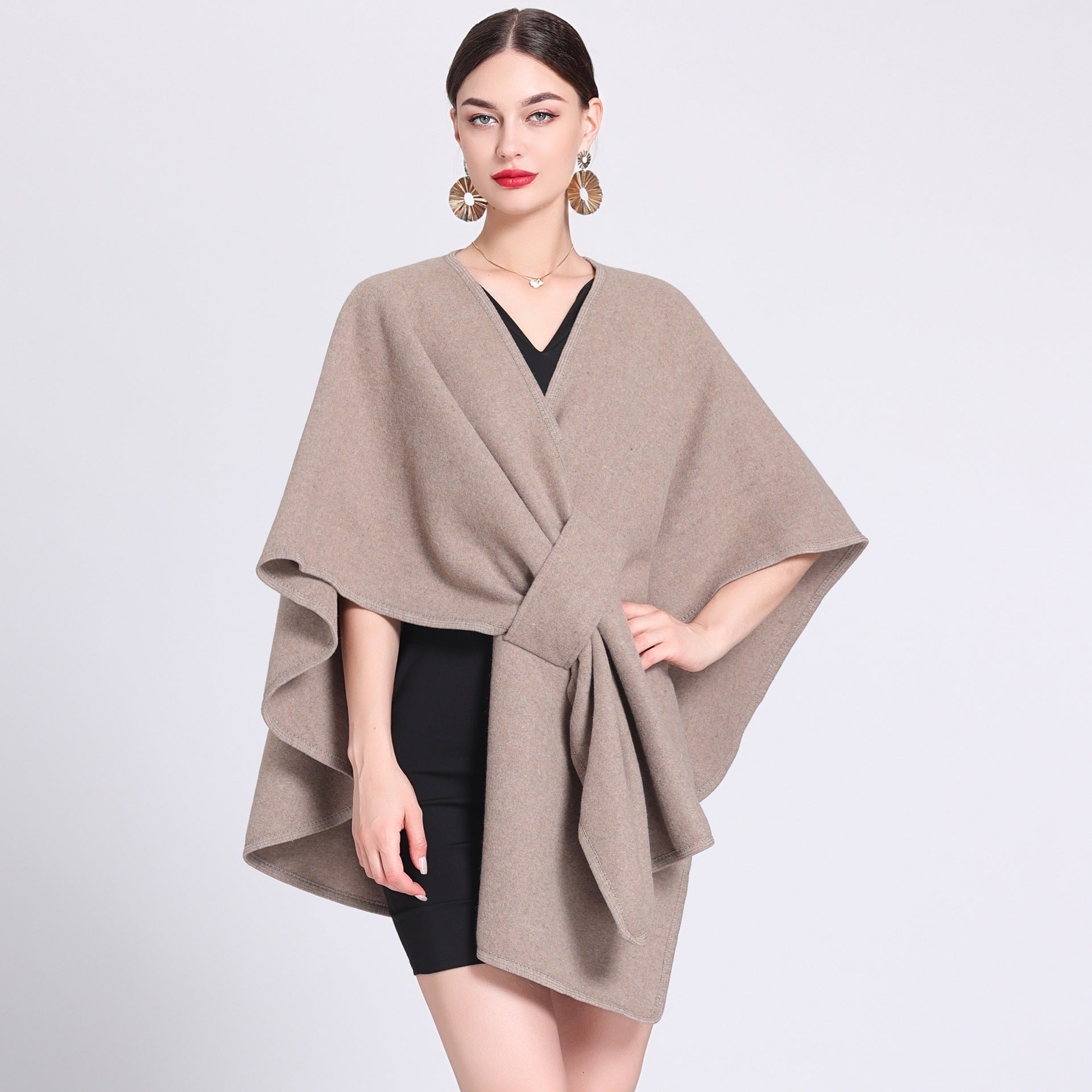 MARINA | Caped fleece shawl with open front