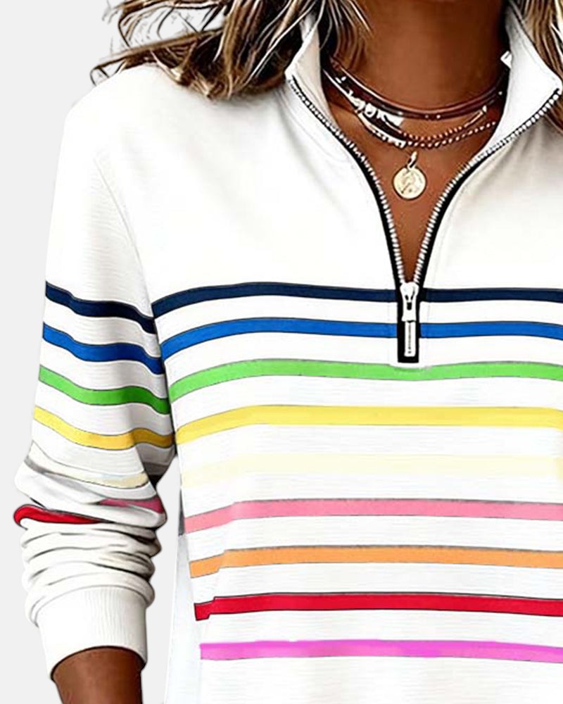 WREN | Zip sweatshirt with rainbow stripes