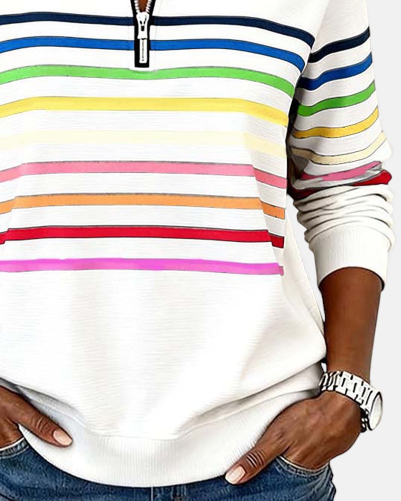 WREN | Zip sweatshirt with rainbow stripes