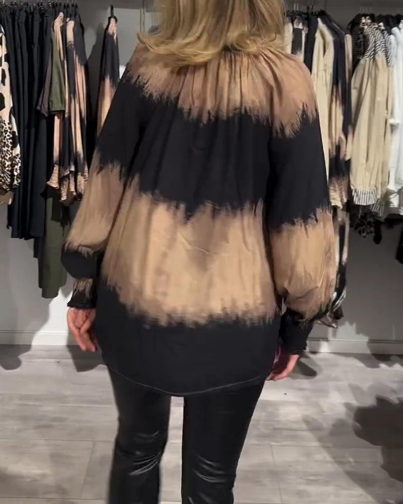 JAMIE | Blouse with colourblock V-neck