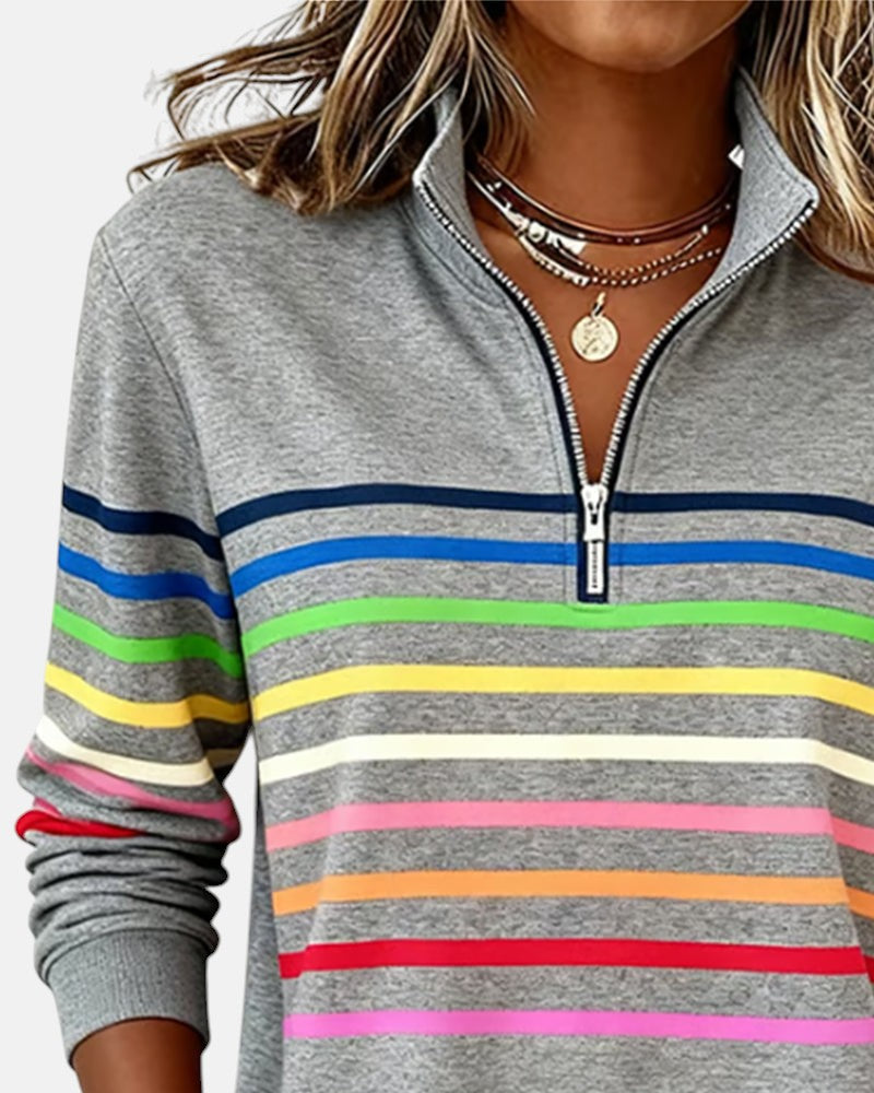 WREN | Zip sweatshirt with rainbow stripes