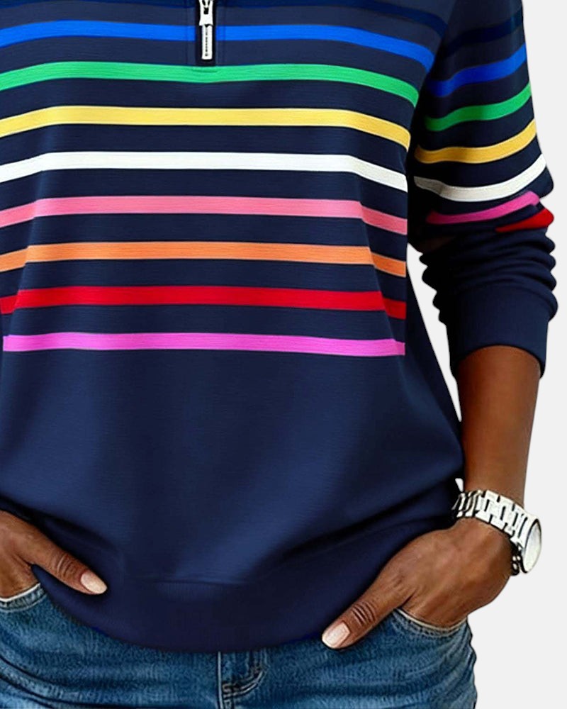 WREN | Zip sweatshirt with rainbow stripes
