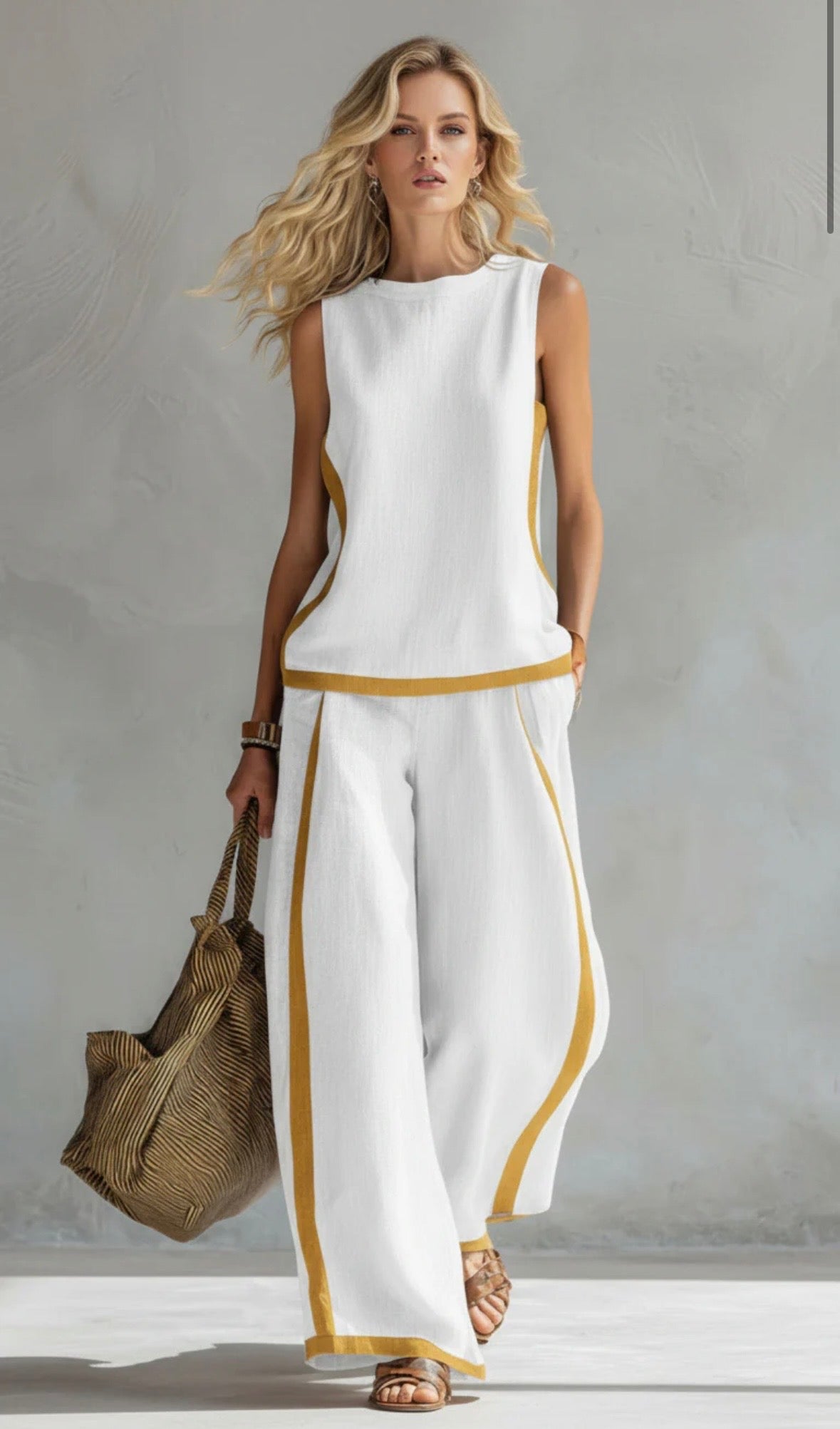 LESLIE | Linen set with wide-leg pants
