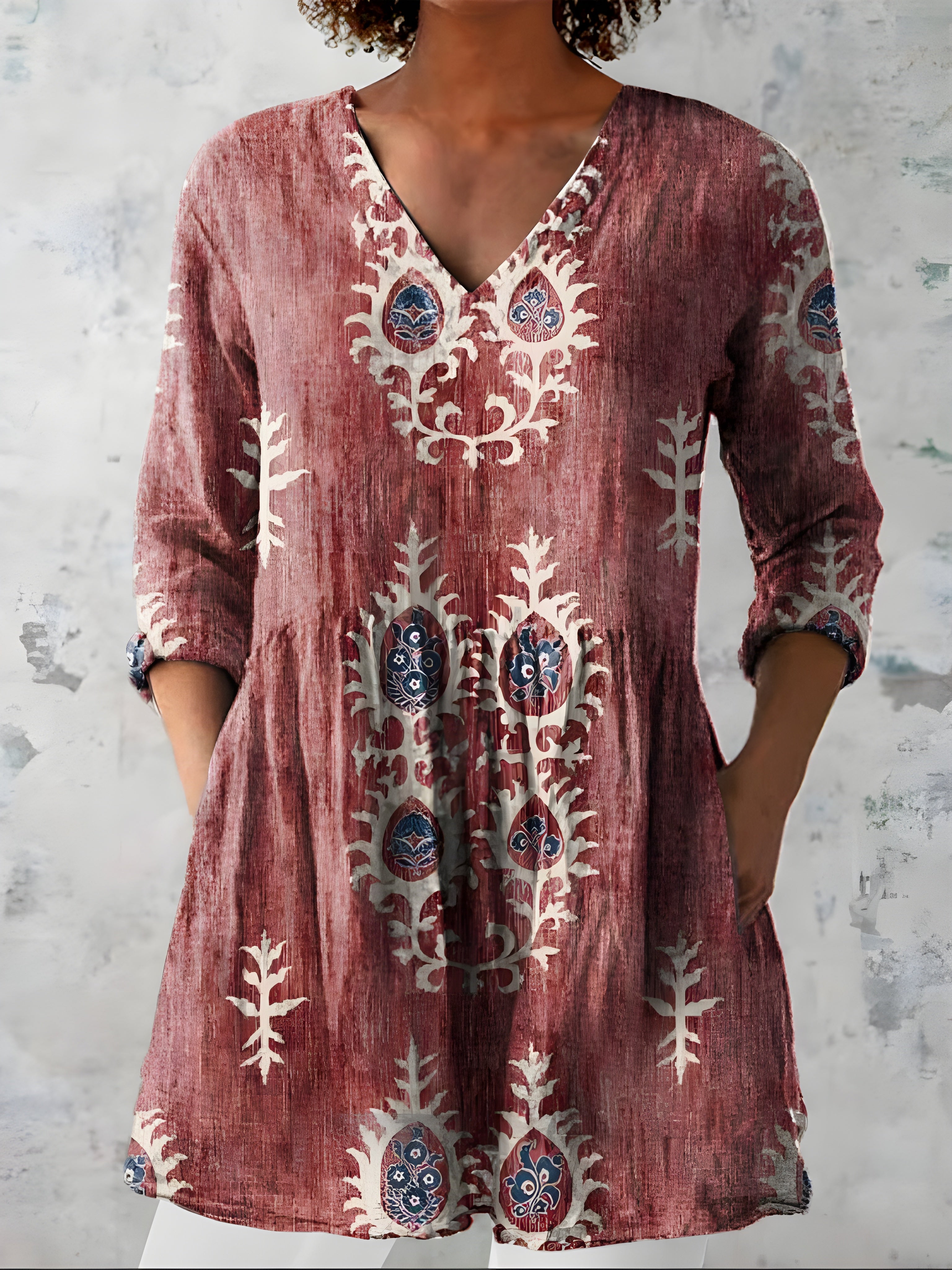EVERLY | Long blouse with V-neck