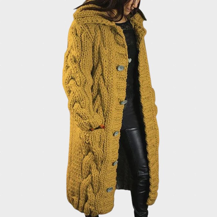 KARINA | Longline coat with cable knit