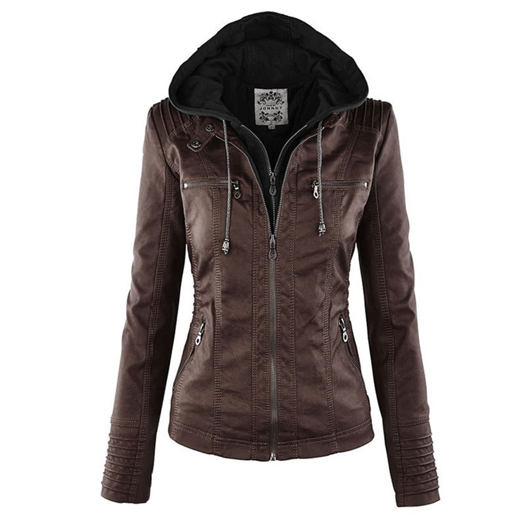 ISLA | Leather jacket with detachable hood
