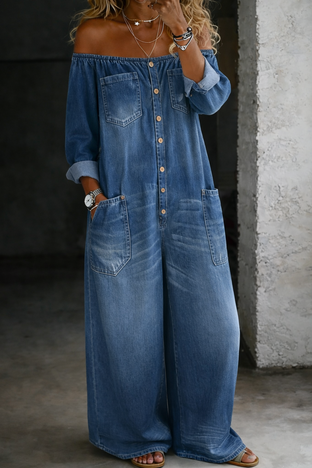ELENA | Jumpsuit with off-shoulder neckline