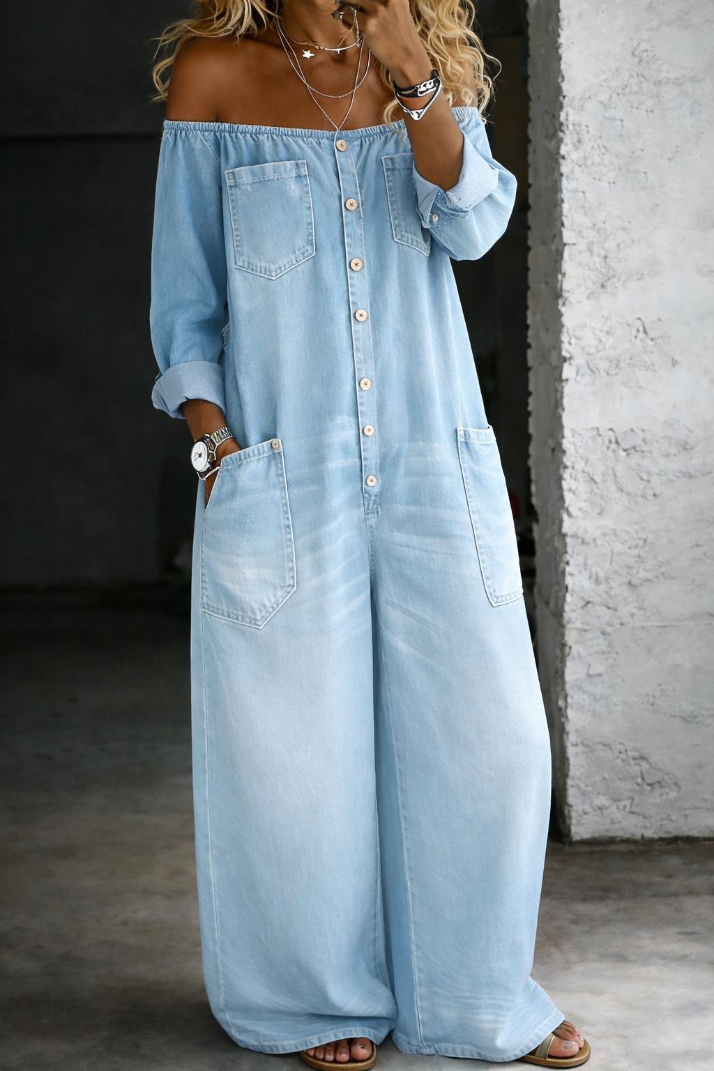 ELENA | Jumpsuit with off-shoulder neckline