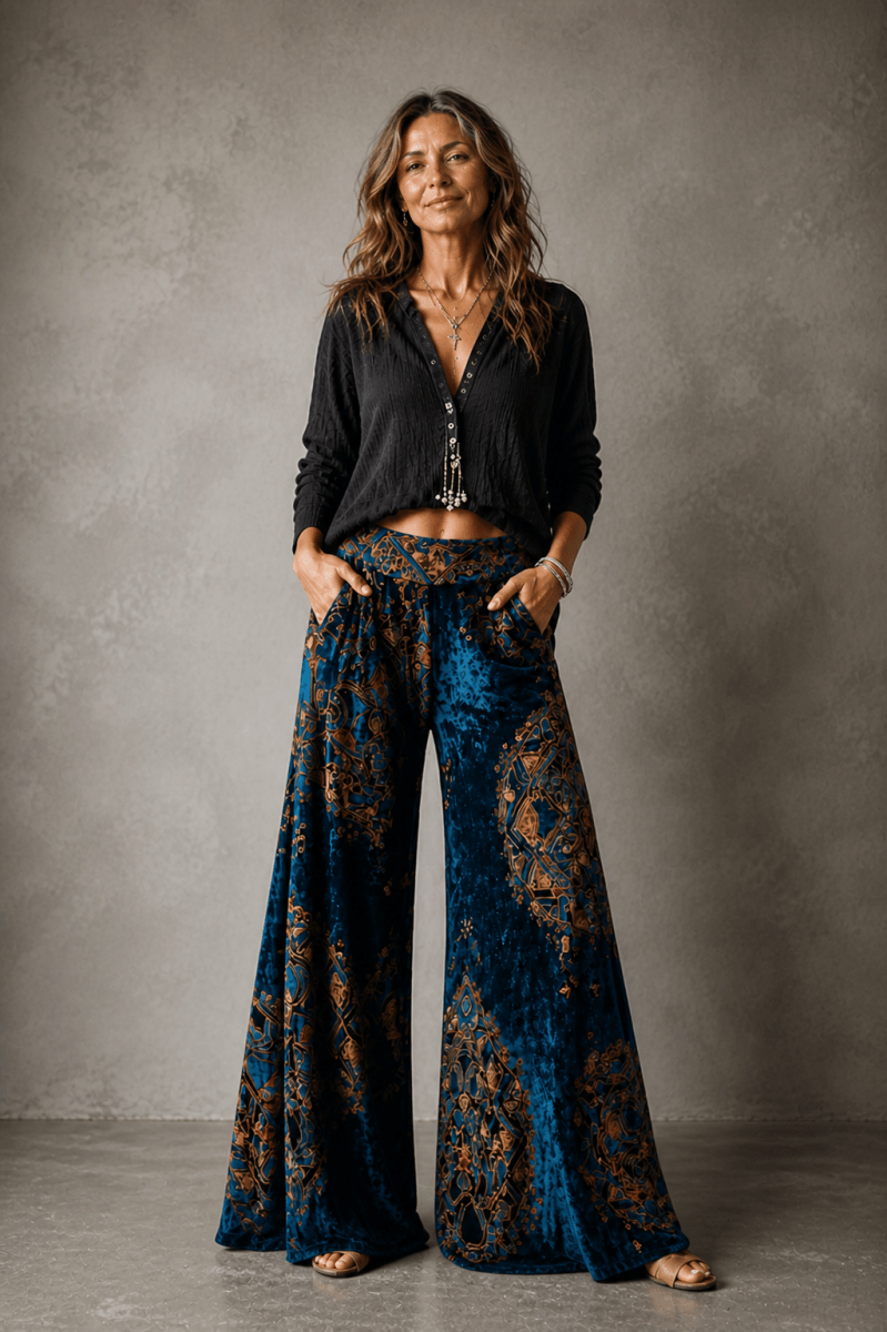 LUCY | Wide-leg pants with boho print - Liora Melbourne