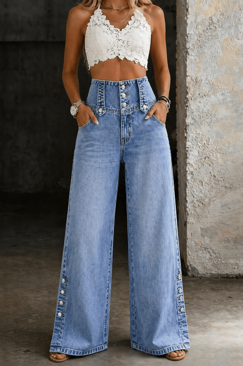 JOLENE | High-waist jeans with side slits - Liora Melbourne
