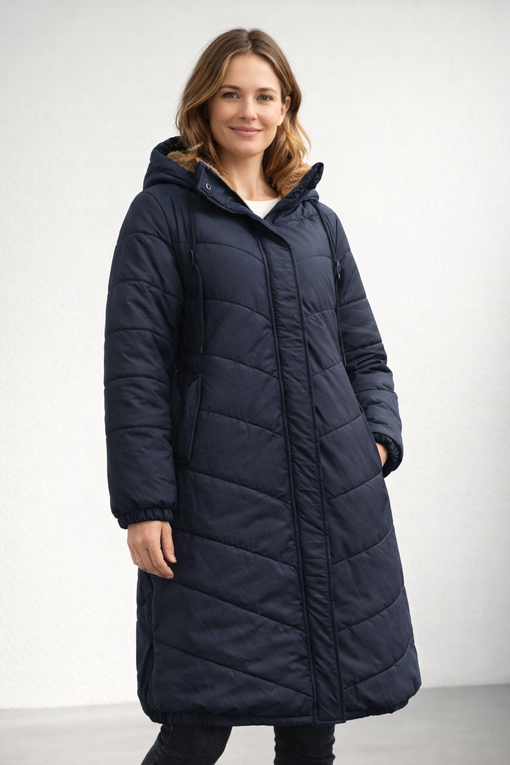 HARPER | Long quilted jacket with hood