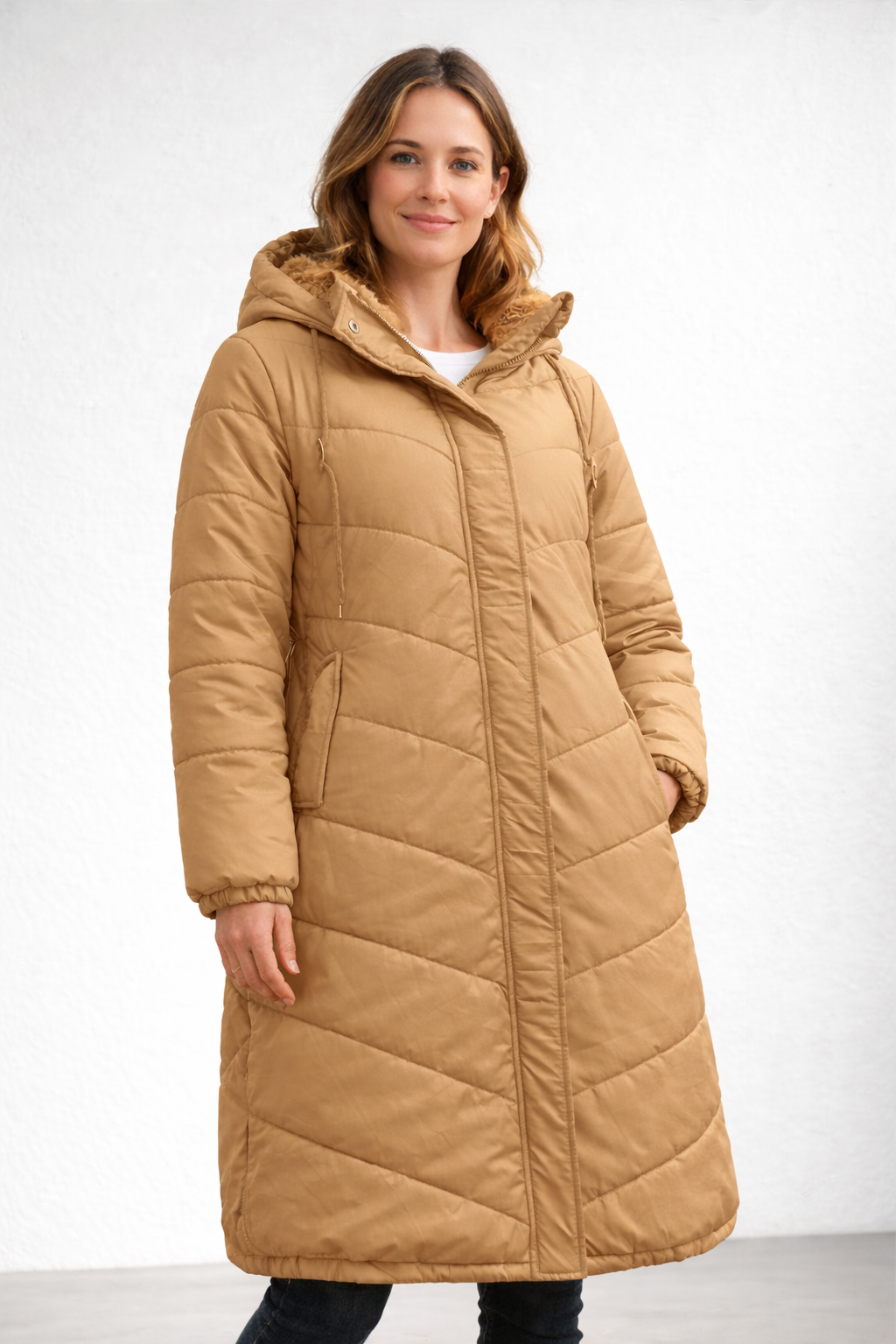 HARPER | Long quilted jacket with hood