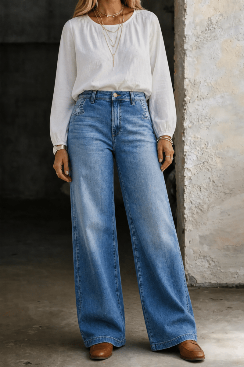 AMANI | High-waisted jeans with wide-leg fit - Liora Melbourne