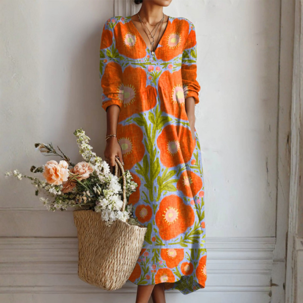 CLAIRE | Midi dress with abstract floral print