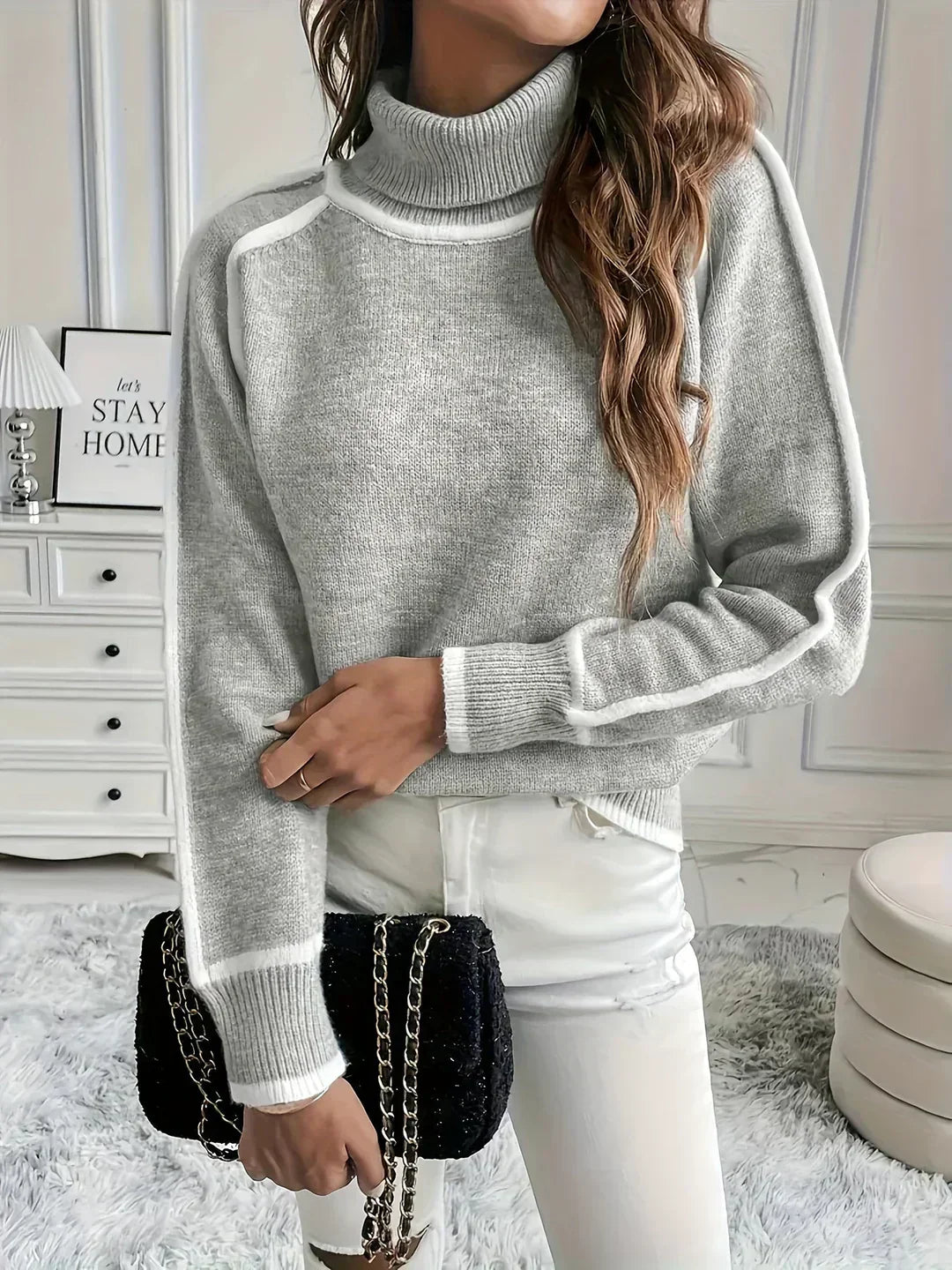 VERA | Turtleneck jumper with pattern detail