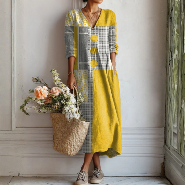 EMMA | Linen dress with abstract print