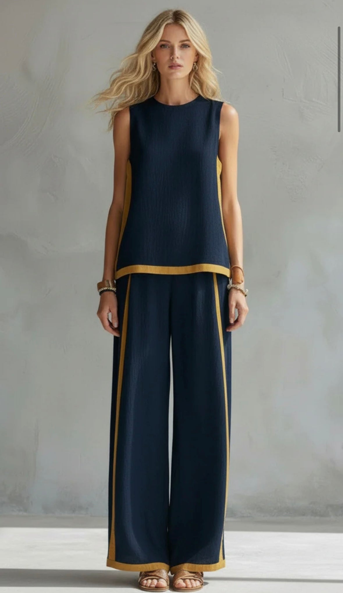 LESLIE | Linen set with wide-leg pants