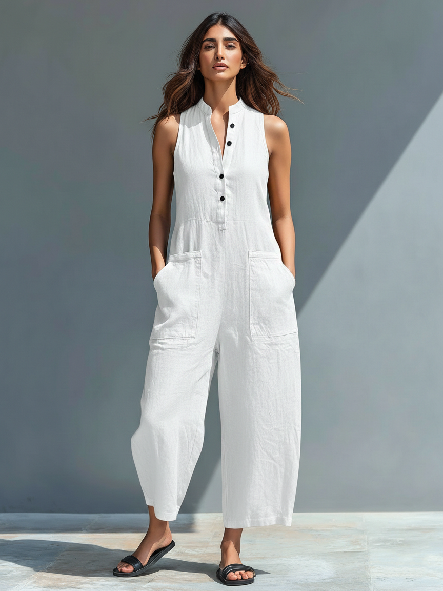 MORGAN | Sleeveless jumpsuit with high collar