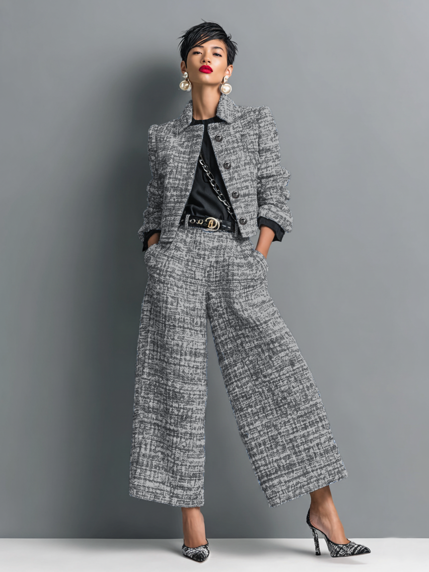 AKIRA | Set with wide-leg trousers