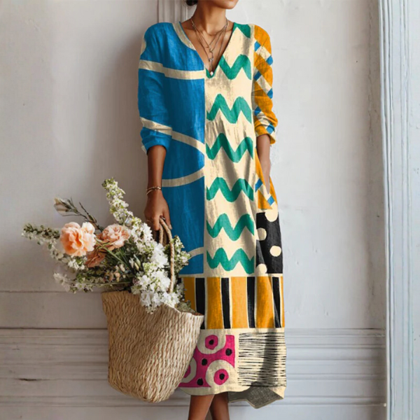 HARPER | Midi dress with abstract print