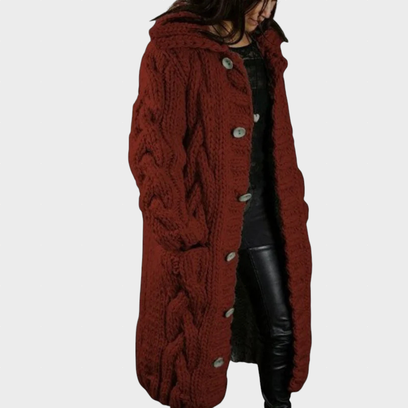 KARINA | Longline coat with cable knit