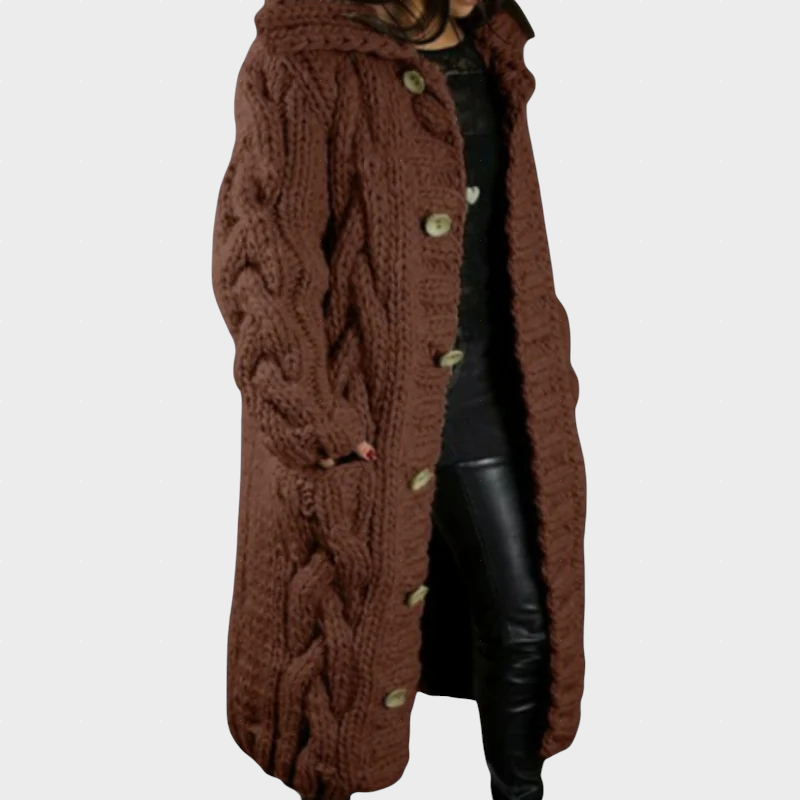 KARINA | Longline coat with cable knit