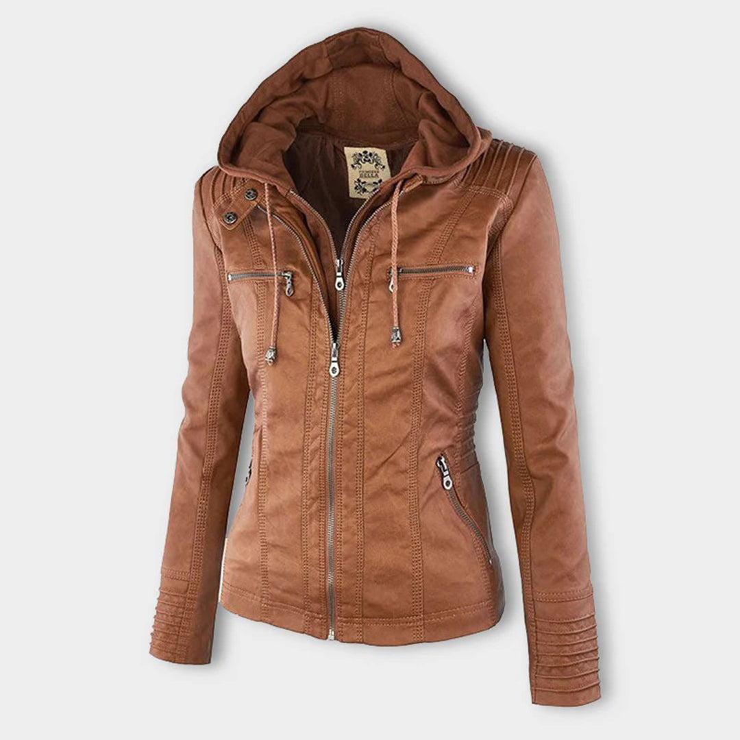ISLA | Leather jacket with detachable hood