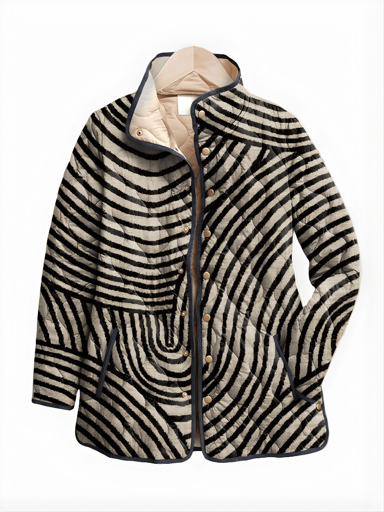 MARIAH | Quilted jacket with retro circular print - Liora Melbourne