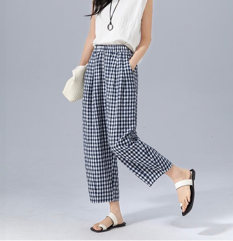 CHELSEA | Trousers with gingham print - Liora Melbourne