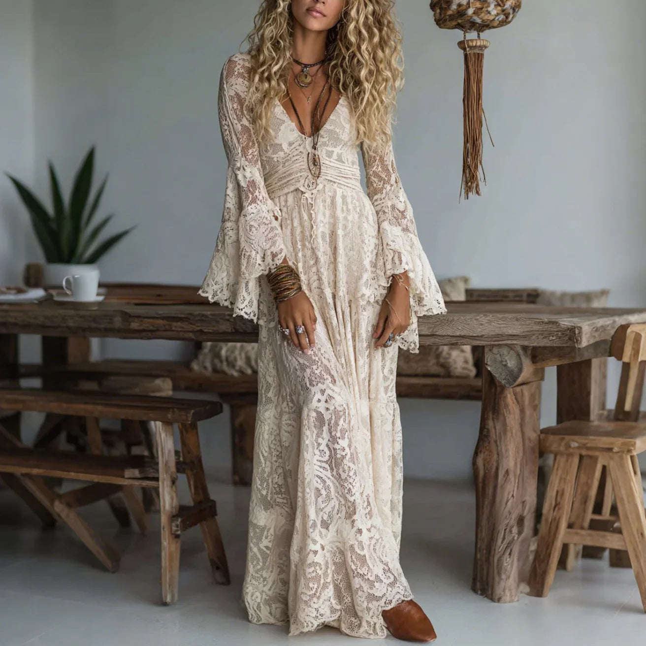 NOELENE | Maxi dress with flared sleeves