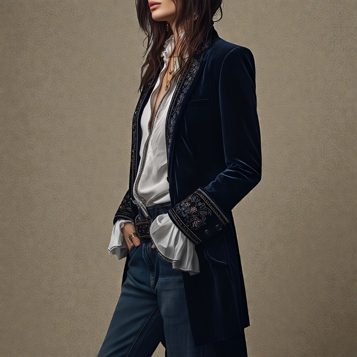 ELISE | Velvet blazer with structured silhouette