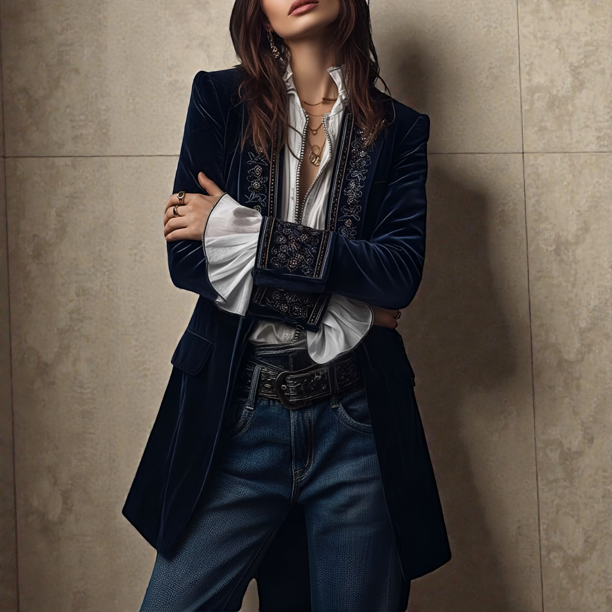 ELISE | Velvet blazer with structured silhouette