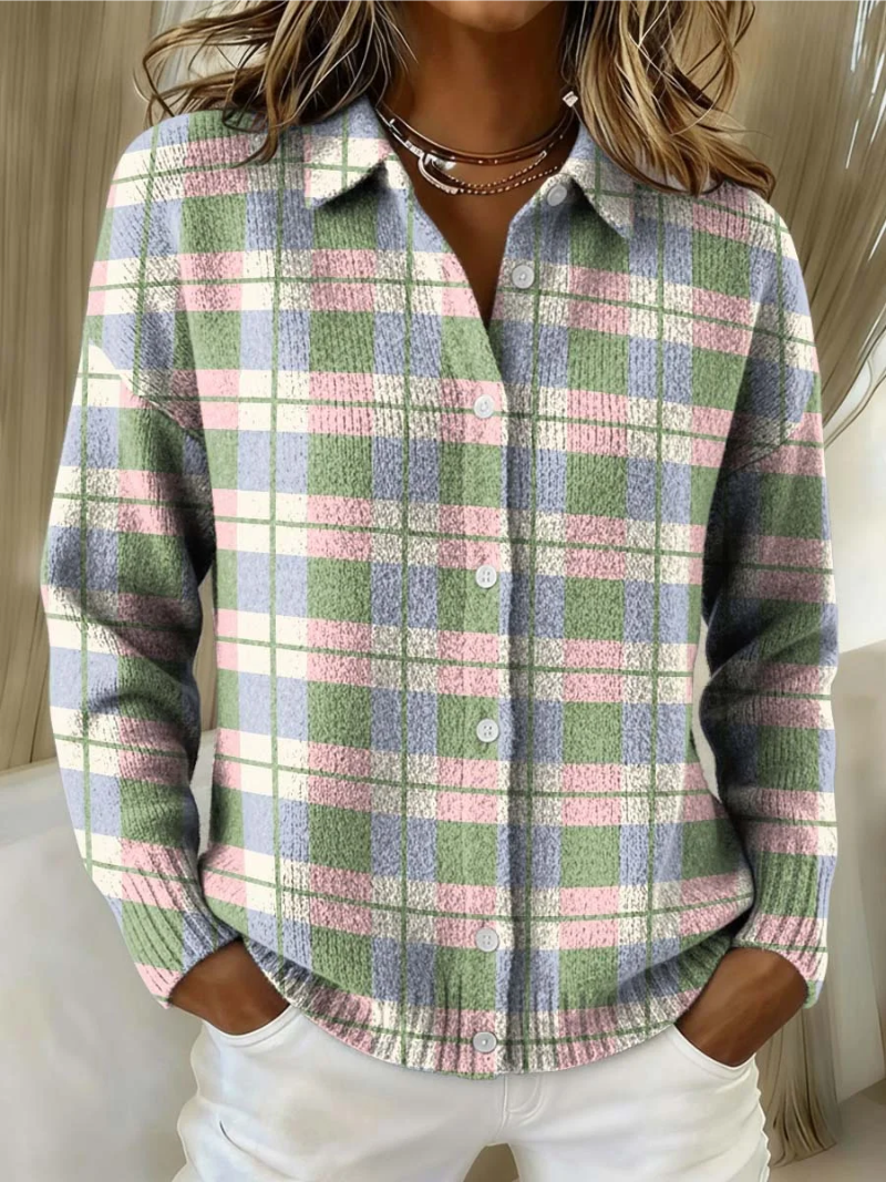 MARGOT | Button cardigan with plaid print
