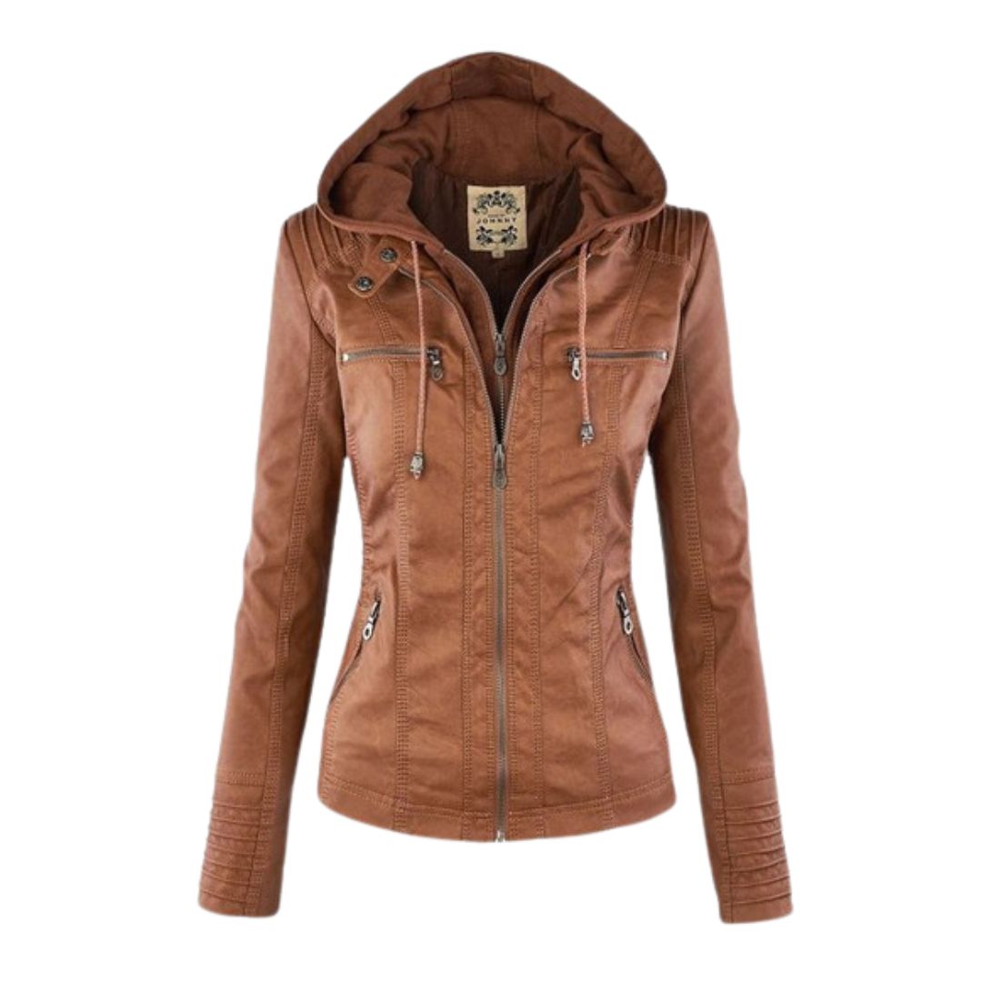 LALUNA | Leather jacket with detachable hood