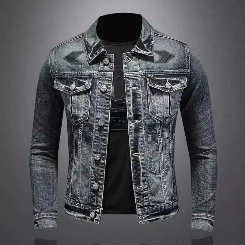 RYAN | Motorcycle denim jacket with stand collar