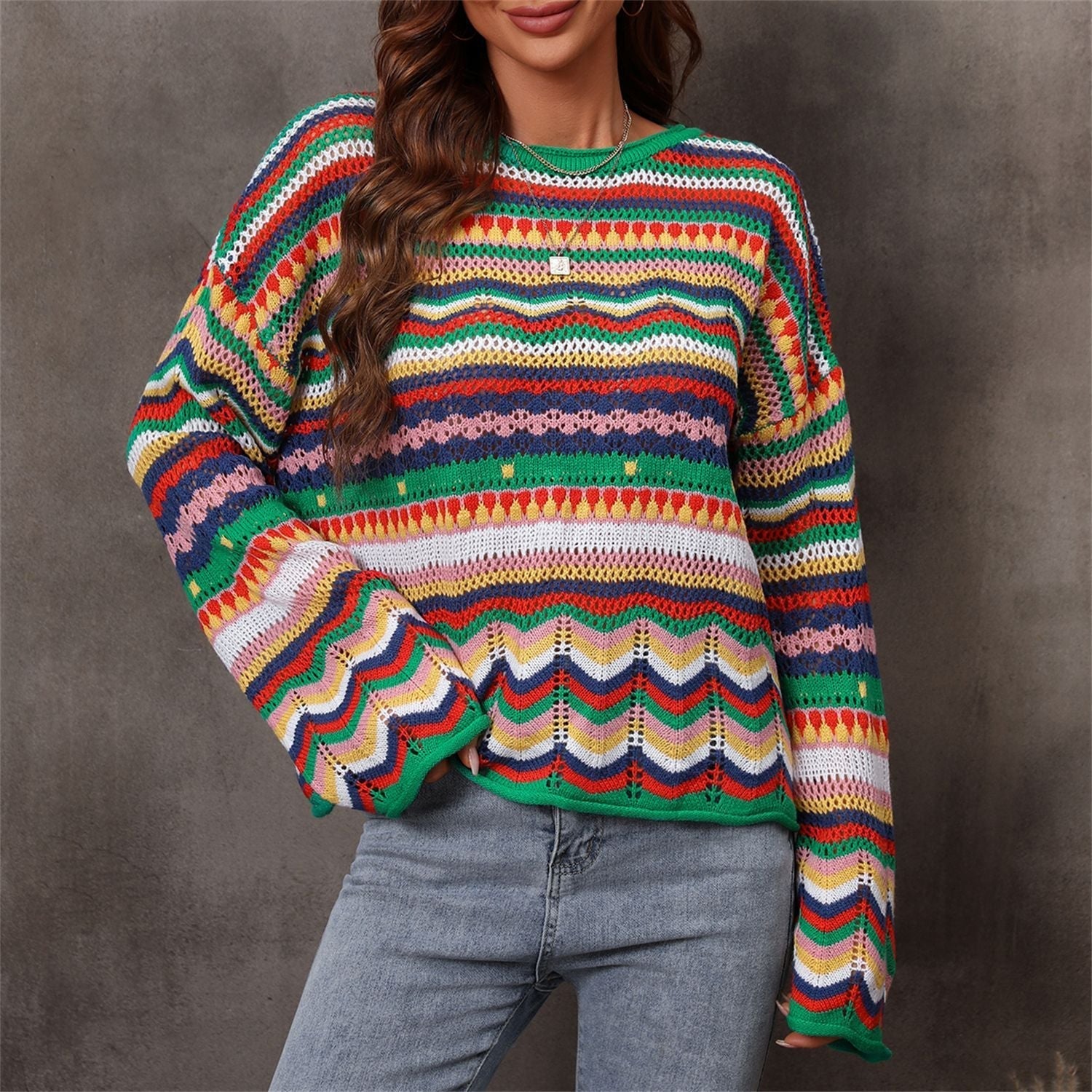 ZARA | Knitted jumper with colour-block detail