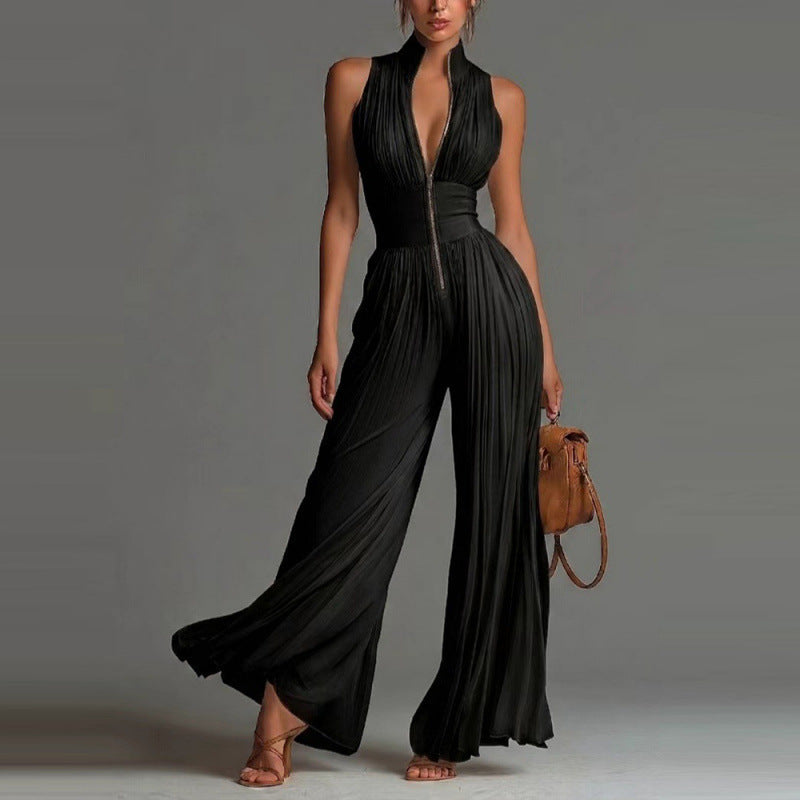 SOFIA | Jumpsuit with wide-leg pleated trousers