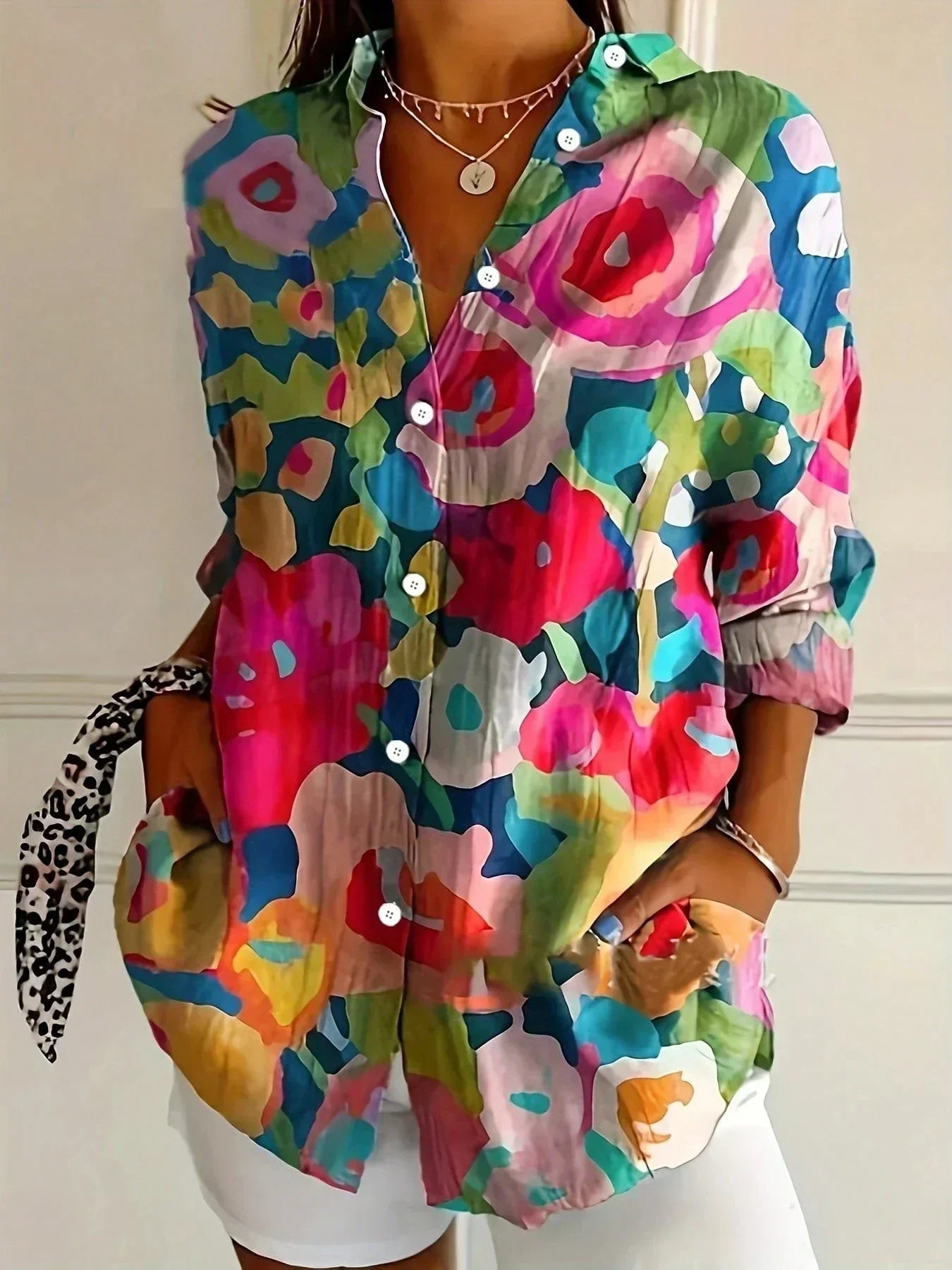 RINA | Blouse with colourful print
