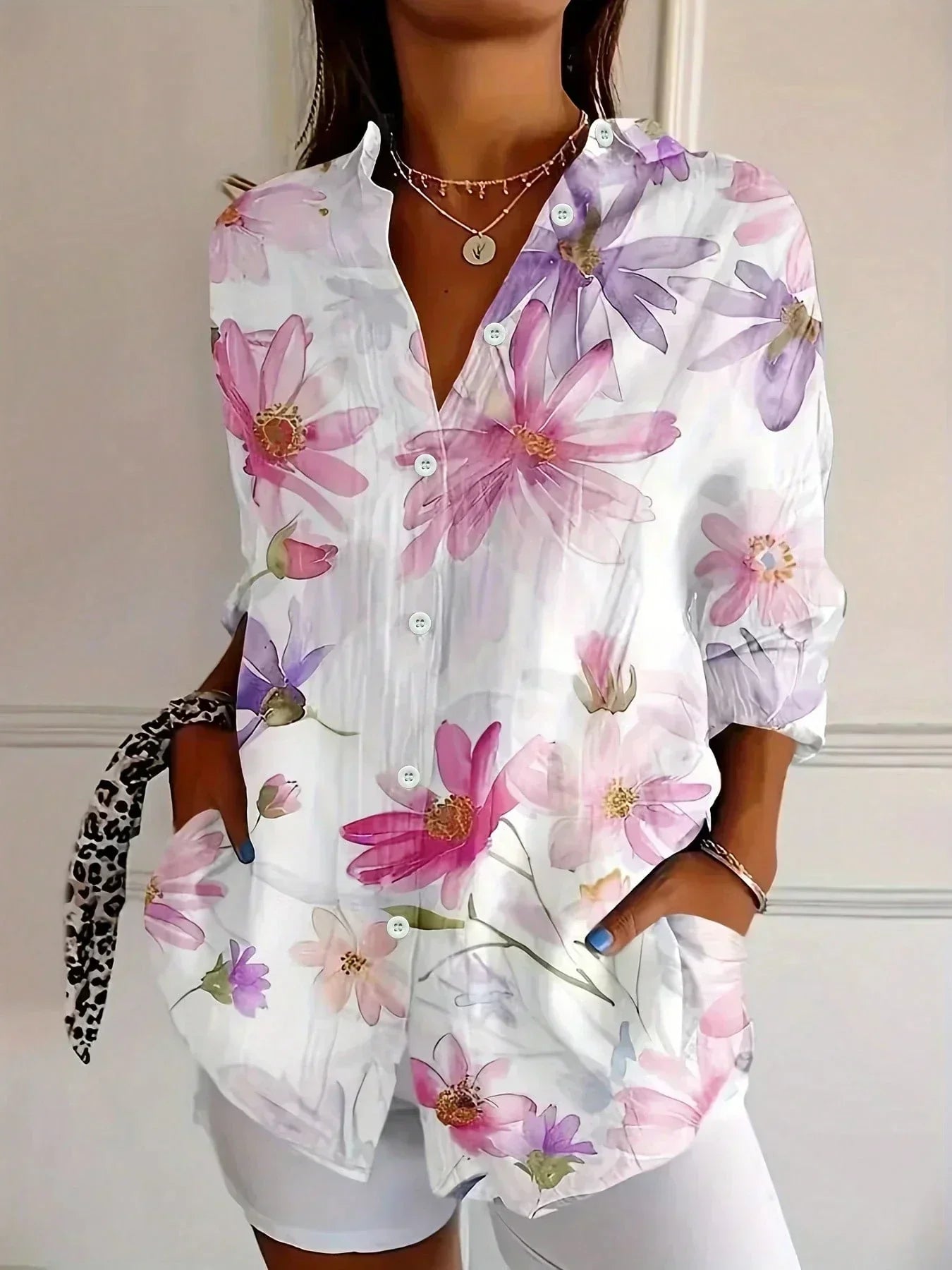 RINA | Blouse with colourful print