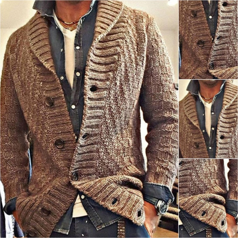 CARTER | Knit cardigan jacket with lapel collar