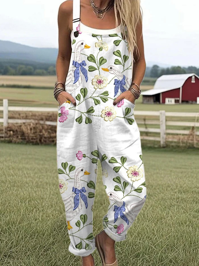 IVY | Jumpsuit with goose and floral print