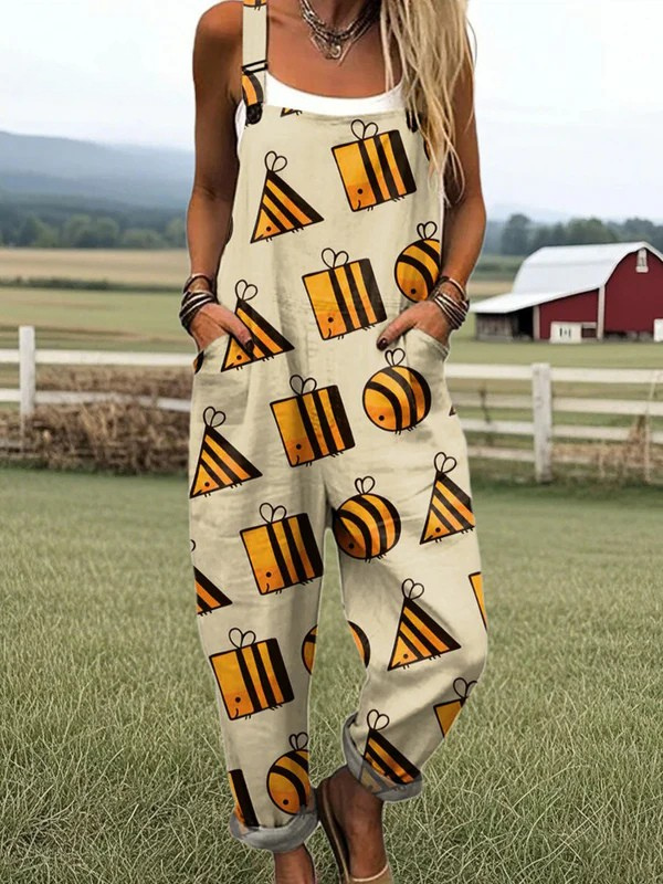 SUMMER | Jumpsuit with geometric bee print